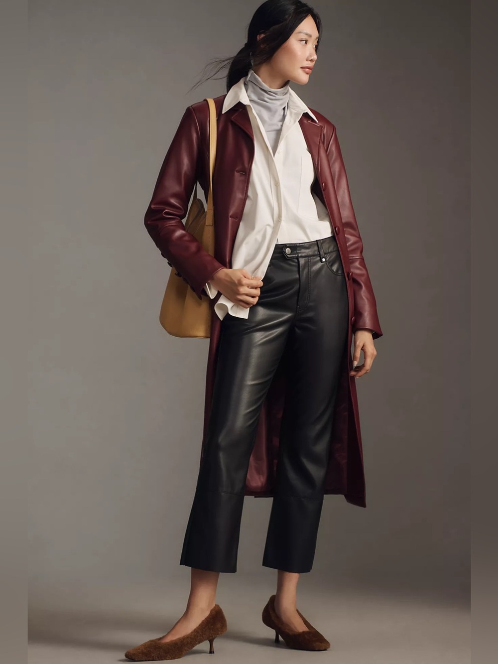 Pilcro x Anthropologie Faux-Leather Cropped Moto Pants Black Noir 26 Mid-Rise